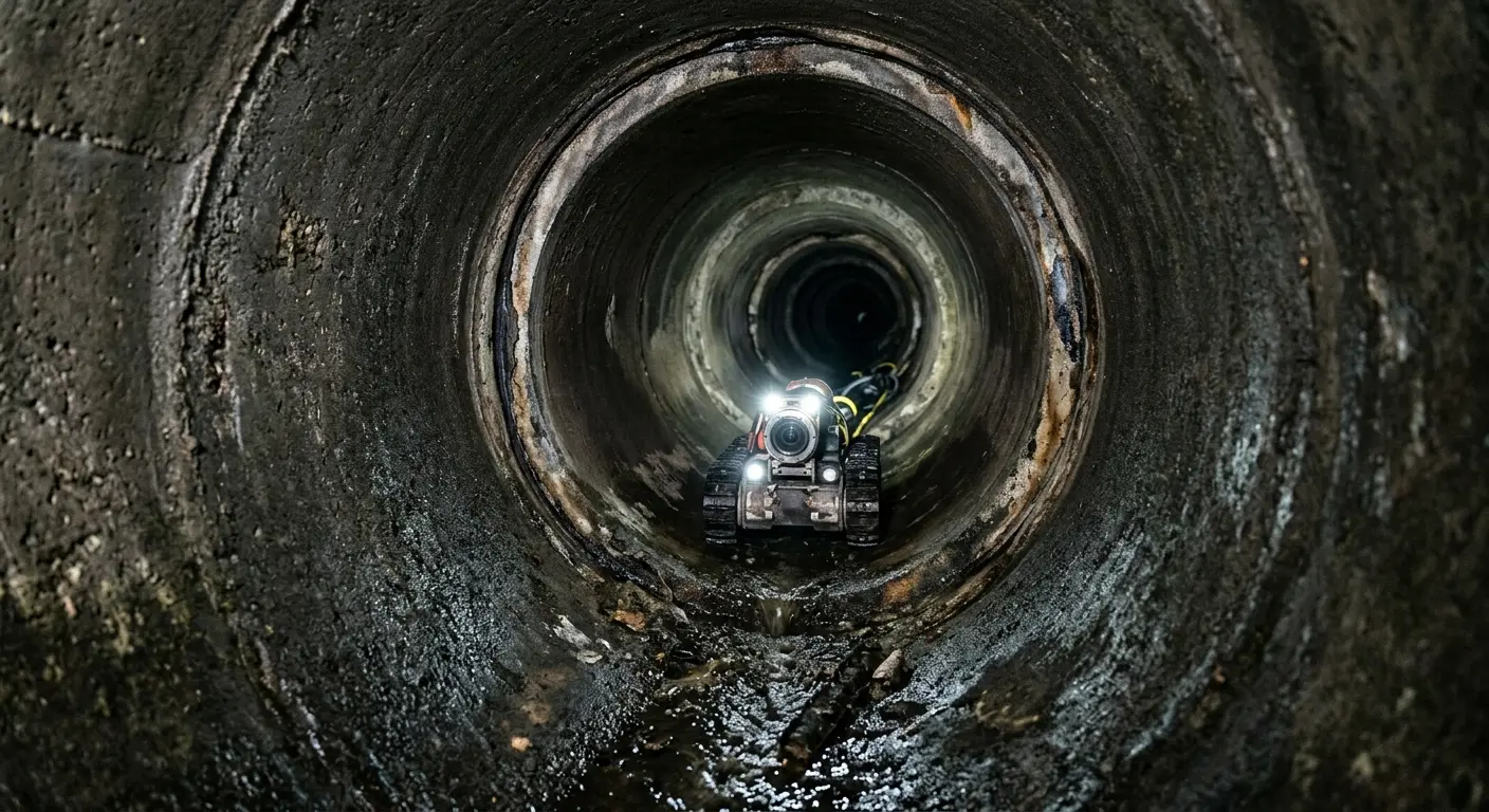 Robotic sewer camera inspecting pipe interior for Sewer Line Repair in Pharr